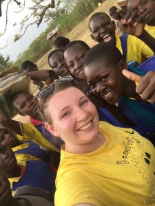 McCartney with children in the Ugandan village (Katie McCartney)