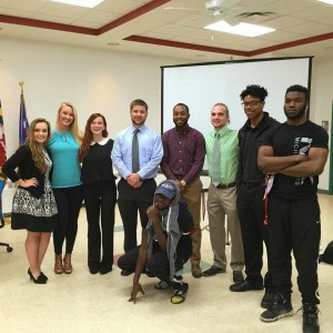 Students lobbying the Mayor and Council for more oversight over rental inspections pose at the Frostburg Community Center. (Photo Credit: Eric Gontrum)