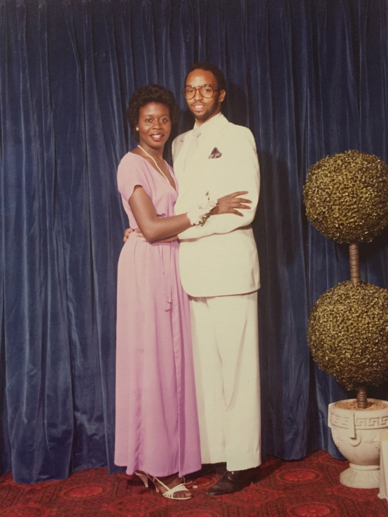 Joan Charlton attends her senior prom at Eastern High School with an unidentified date. Charlton's mother, Gwendolyn, made the dress she is pictured in. Photo courtesy of the Charlton family. 