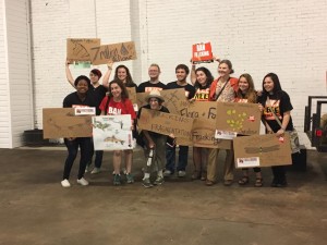 A group of students gather for a photo during the rally. (Madie Wilson/ TBL)