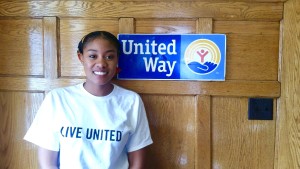 Frostburg Senior Michelle Banks in front of County United Way