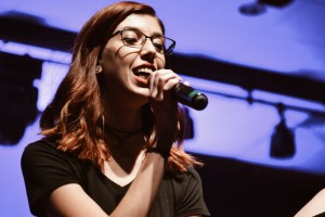 A member of Sigma Alpha Iota (SAI), a musical fraternity for women at FSU, performs during intermission. Photo by: Victoria Costa.