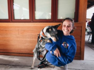 Operational Wilderness Team, Ann Frank and her dog, Bogan, pose for a photo. 