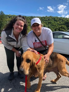 FSU Students Ellie Bolton (left) & Maura Dzamabo with their foster dog Daisy