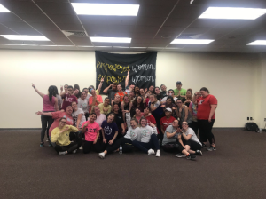 The women of Alpha Sigma Tau and guests at their Zumba event