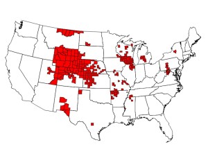 The counties where there have been reports of the fatal CWD, including Allegany county, MD