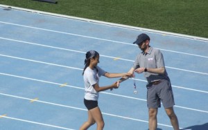 Estrada receives her first place medal // Photo Courtesy of Bradley Vincent