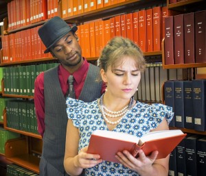 Joshua James played by Gershawn Wilson (left) and Lily Whitfield, played by Kasey Taylor (right) pose for a photo, taken by Jill Morris. 