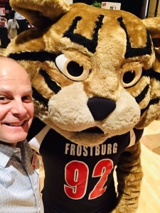 Dr. Jeff Graham and the Frostburg State University mascot