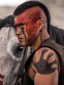 Martin Sensmeier as Red Harvest in The Magnificent Seven. Source: Samish Leather