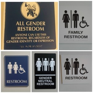 Gender-neutral restroom signage around campus // Photo Courtesy of Leah Perrin