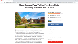 A petition started by FSU students to make courses pass/fail for the Spring 2020 semester reached nearly 1,250 signatures.